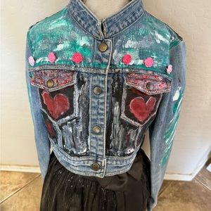 Hand-painted Denim Crop Jacket